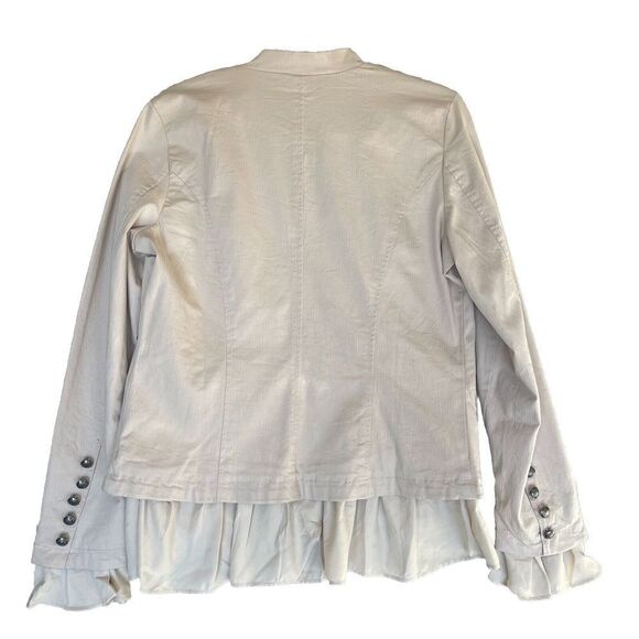 Free People Jacket Womens Size Small Beige Ruffles Romantic Military Boho Peplum - Picture 4 of 13